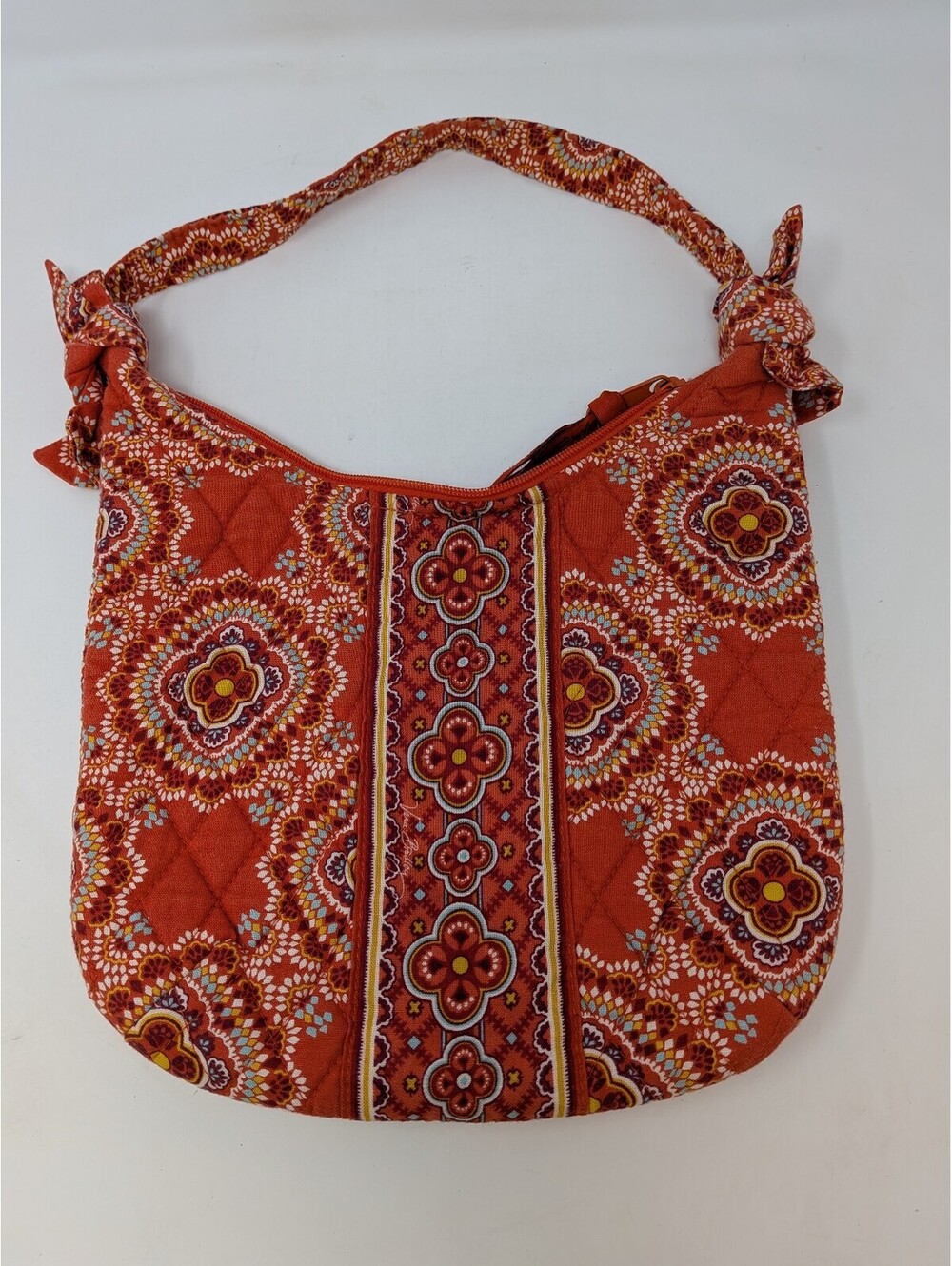 VERA BRADLEY Orange Medallion Floral Quilted Cotton Hobo Shoulder Bag Purse